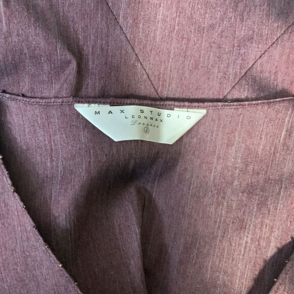 Max Studio by Leon Max Sleeveless Burgundy Sheath Dress V-Neck Size 4 - Picture 7 of 8